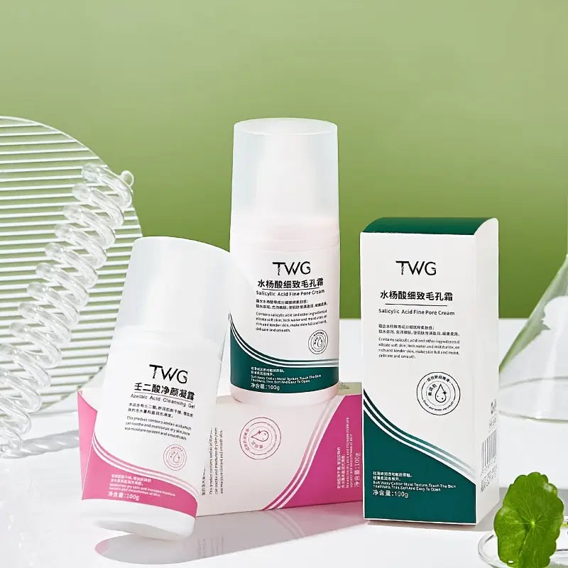 TWG Clear Skin Duo – Salicylic Acid Fine Pore Cream + Azelaic Acid Cleansing Gel (100g each)
