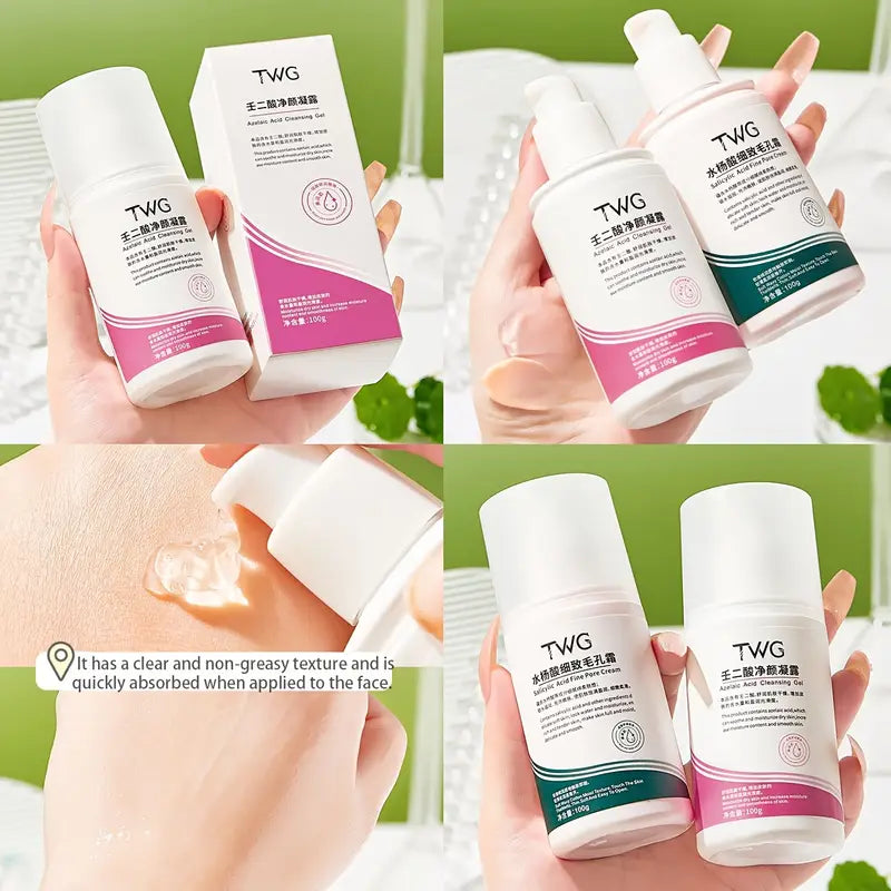 TWG Clear Skin Duo – Salicylic Acid Fine Pore Cream + Azelaic Acid Cleansing Gel (100g each)