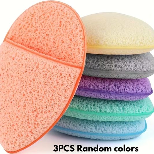 Face Cleansing Pads – 3PCS Soft Reusable Facial Sponges (Random Colors)
