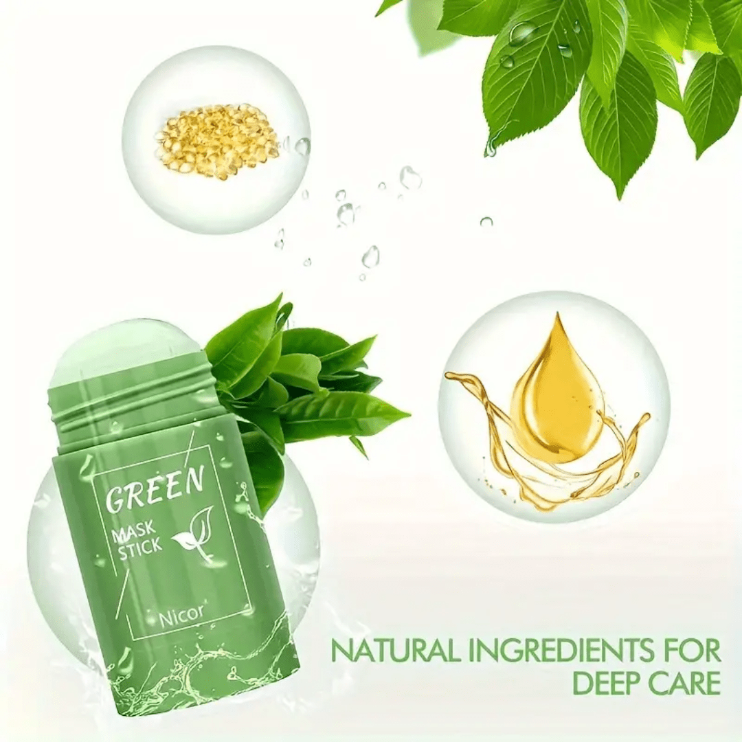 Green Tea Purifying Clay Mask Stick – Deep Cleansing & Oil Control by (40g) - Ethereal soul Collections