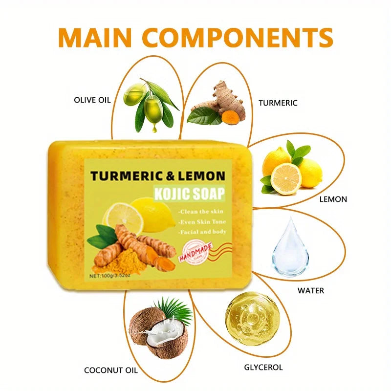 Turmeric & Lemon Kojic Soap – Brightening Facial & Body Bar (100g)