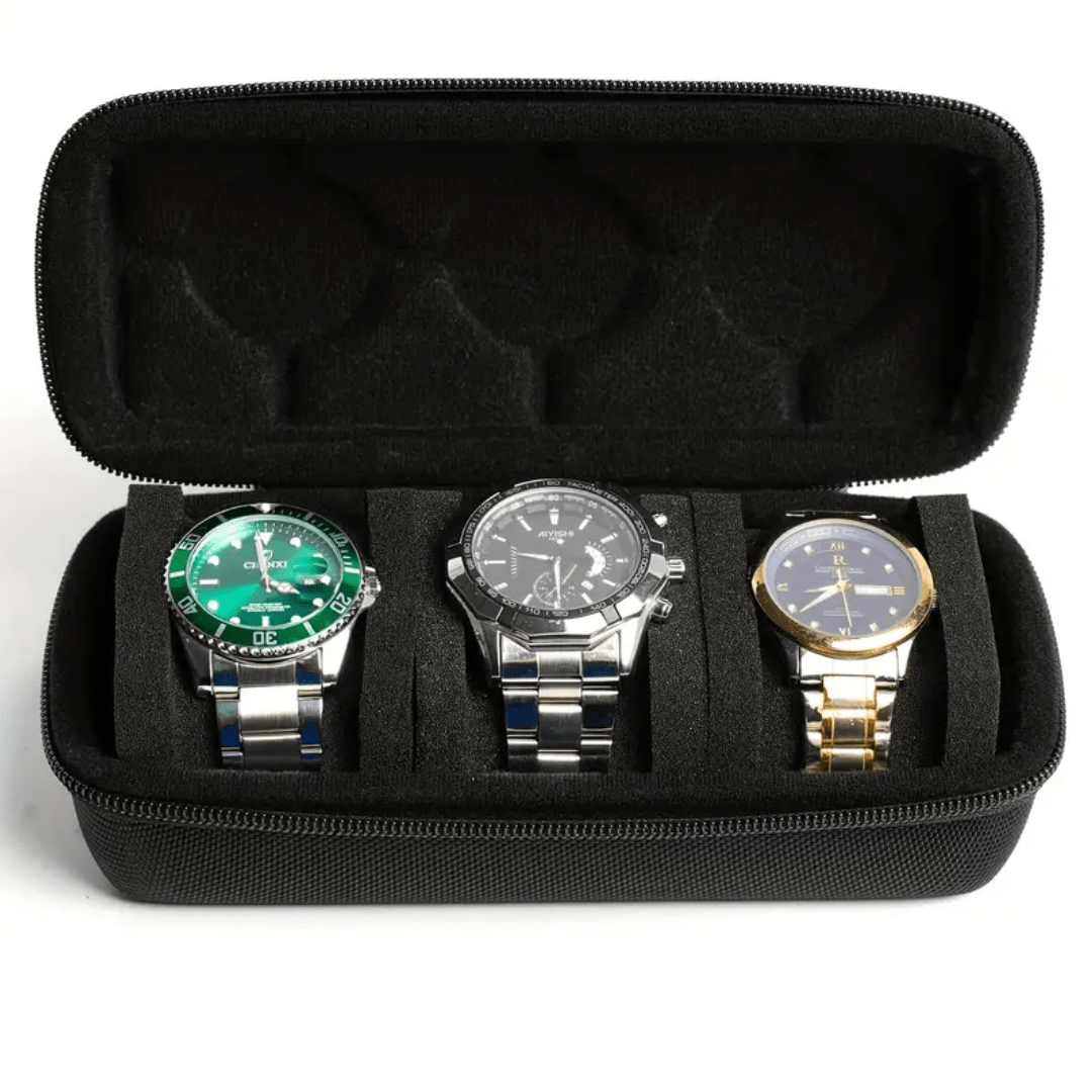 Luxury 3 - Slot Travel Watch Case – Hard Shell Protective Storage (Case Only) - Ethereal soul Collections