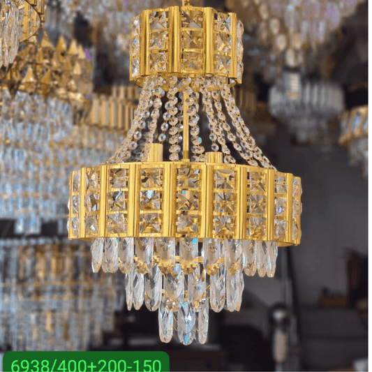 Luxury Gold Crystal Chandelier – Model 6938/400+200 - 150 | 3 - Tier Elegant Hanging Light - Ethereal soul Collections