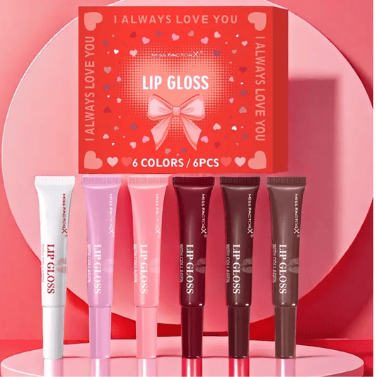 Miss Factor X “I Always Love You” Lip Gloss Set – 6 Colors / 6pcs | Collagen - Infused Gloss - Ethereal soul Collections
