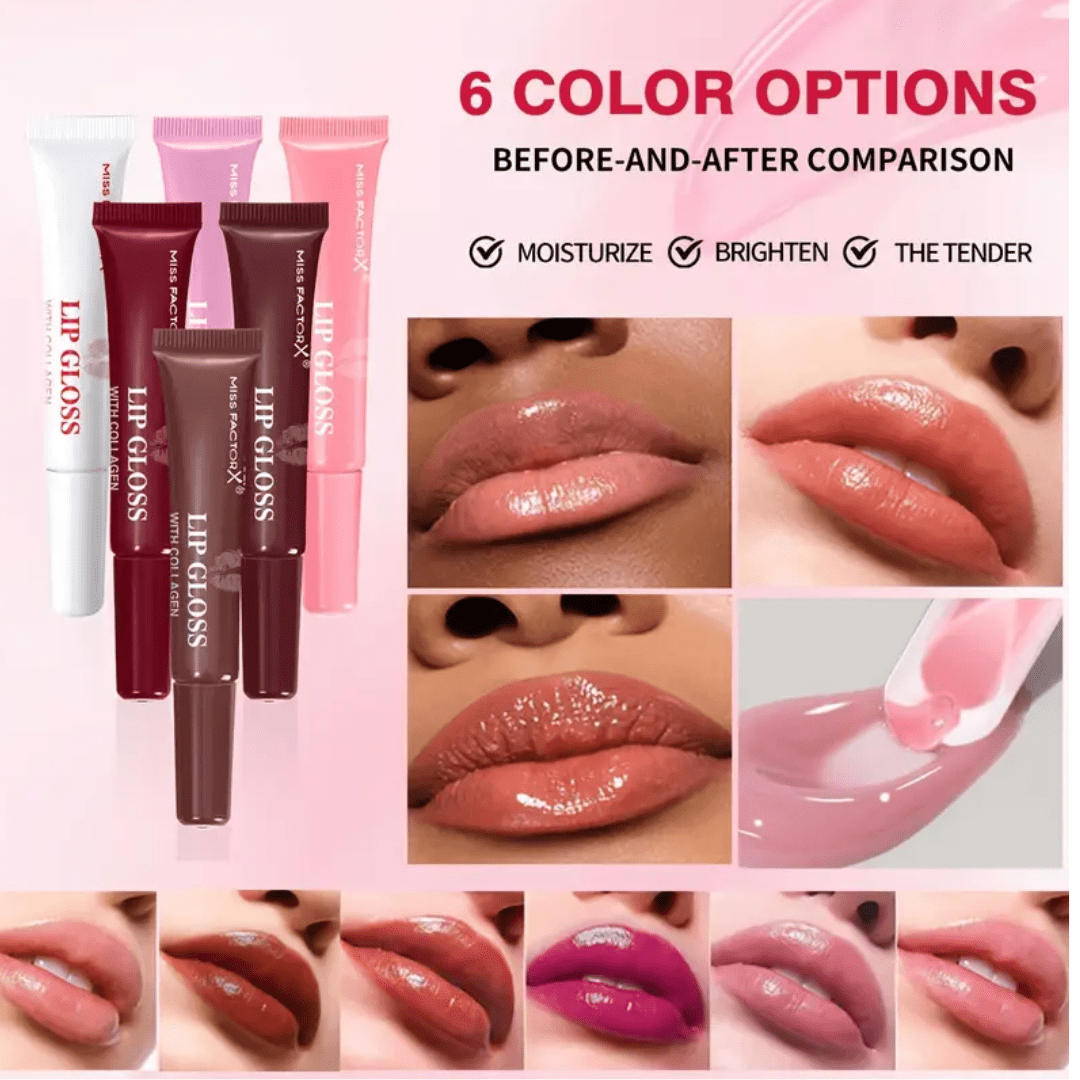 Miss Factor X “I Always Love You” Lip Gloss Set – 6 Colors / 6pcs | Collagen - Infused Gloss - Ethereal soul Collections