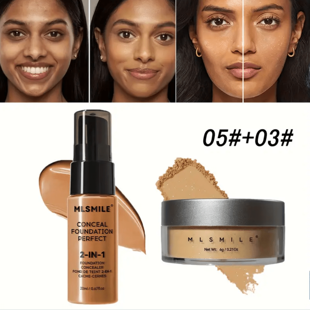 MLSMILE 2 - in - 1 Conceal Foundation + Setting Powder – Shade 05 + 03 - Ethereal soul Collections