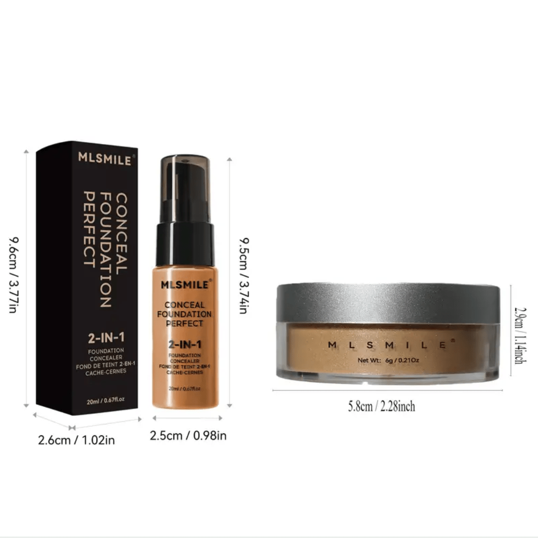 MLSMILE 2 - in - 1 Conceal Foundation + Setting Powder – Shade 06 + 04 - Ethereal soul Collections