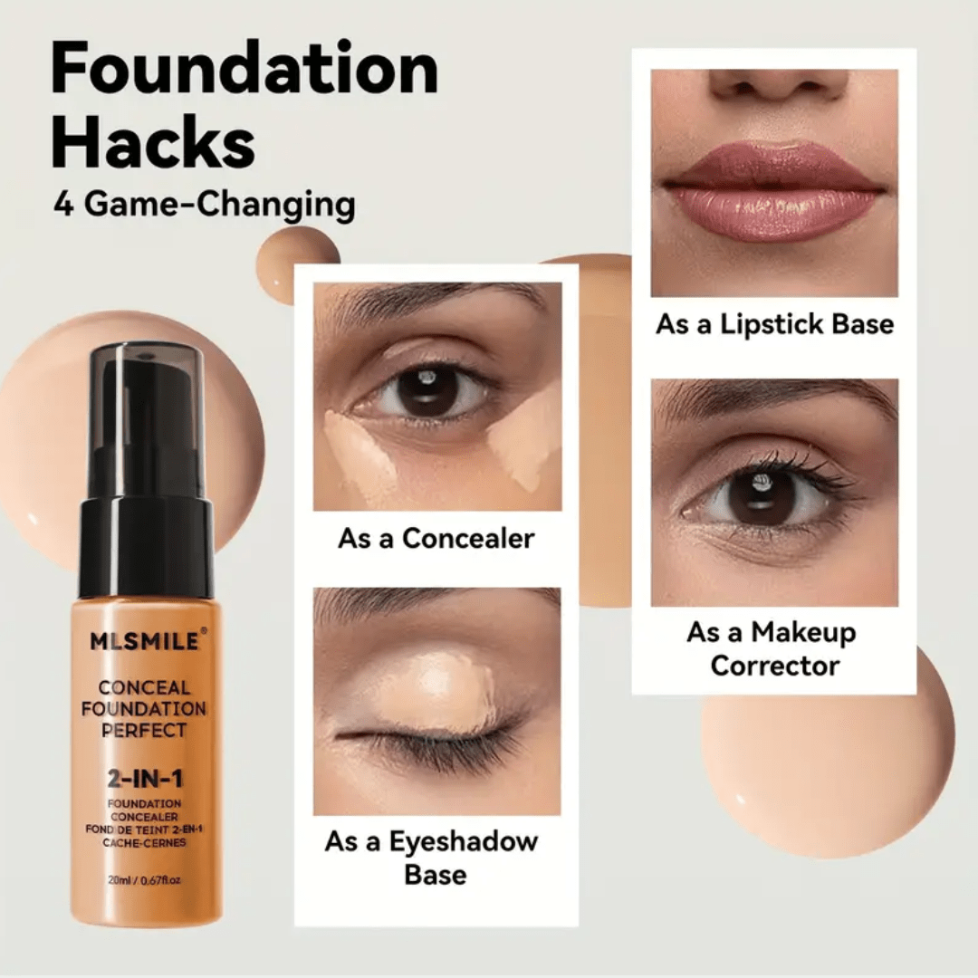 MLSMILE 2 - in - 1 Conceal Foundation + Setting Powder – Shade 06 + 04 - Ethereal soul Collections