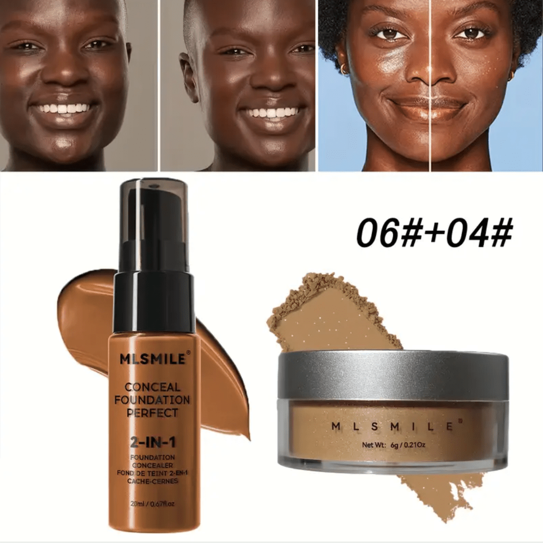 MLSMILE 2 - in - 1 Conceal Foundation + Setting Powder – Shade 06 + 04 - Ethereal soul Collections