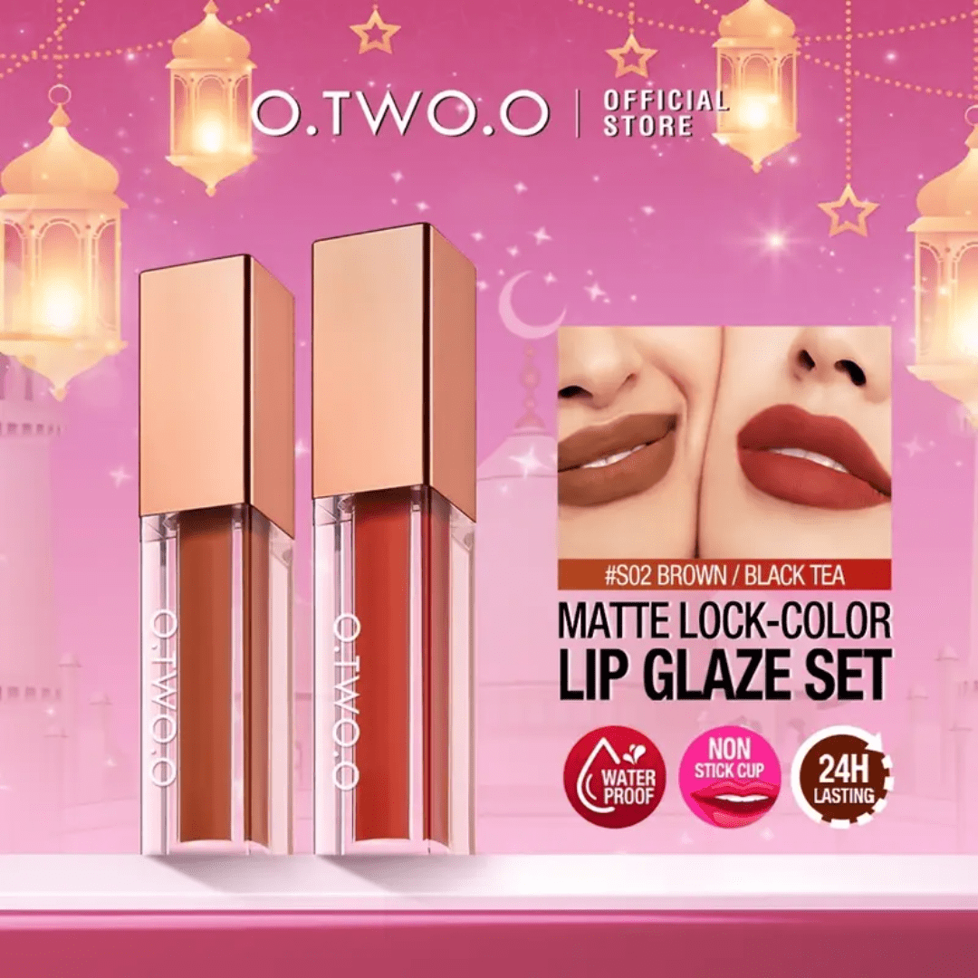 O.TWO.O Matte Lock - Color Lip Gloss Set – S02 (Brown & Black Tea) - Ethereal soul Collections