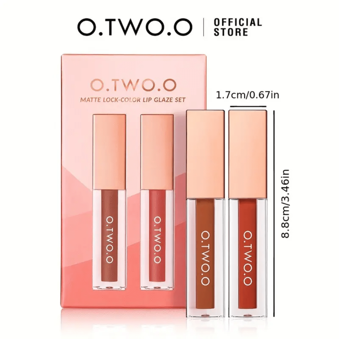 O.TWO.O Matte Lock - Color Lip Gloss Set – S02 (Brown & Black Tea) - Ethereal soul Collections