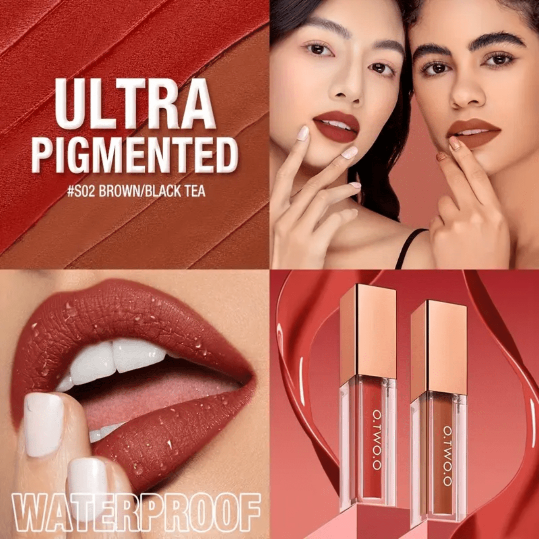 O.TWO.O Matte Lock - Color Lip Gloss Set – S02 (Brown & Black Tea) - Ethereal soul Collections