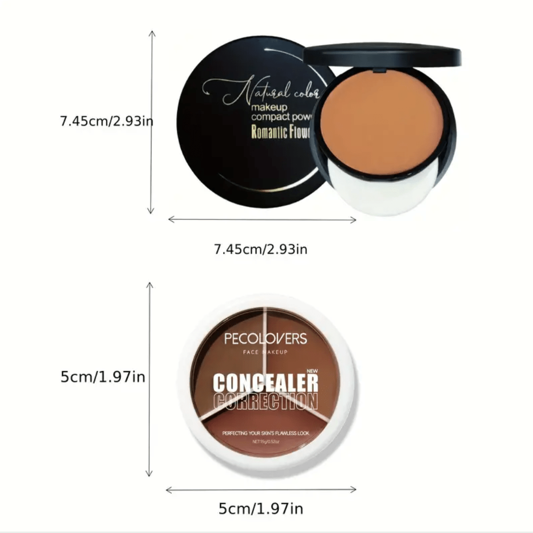 PECOLOVERS Concealer Correction + Romantic Flower Compact Powder – Shade 02 - Ethereal soul Collections