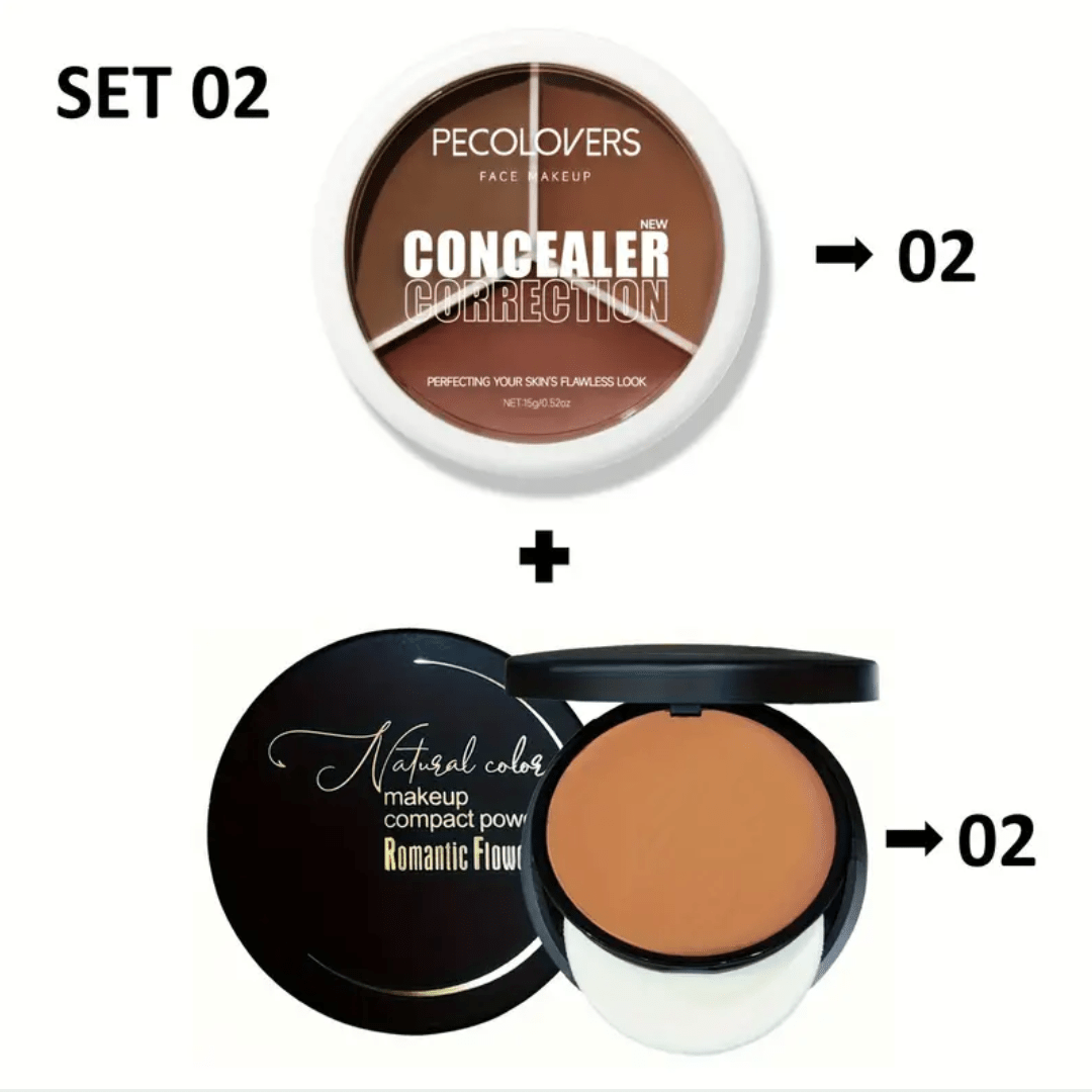 PECOLOVERS Concealer Correction + Romantic Flower Compact Powder – Shade 02 - Ethereal soul Collections