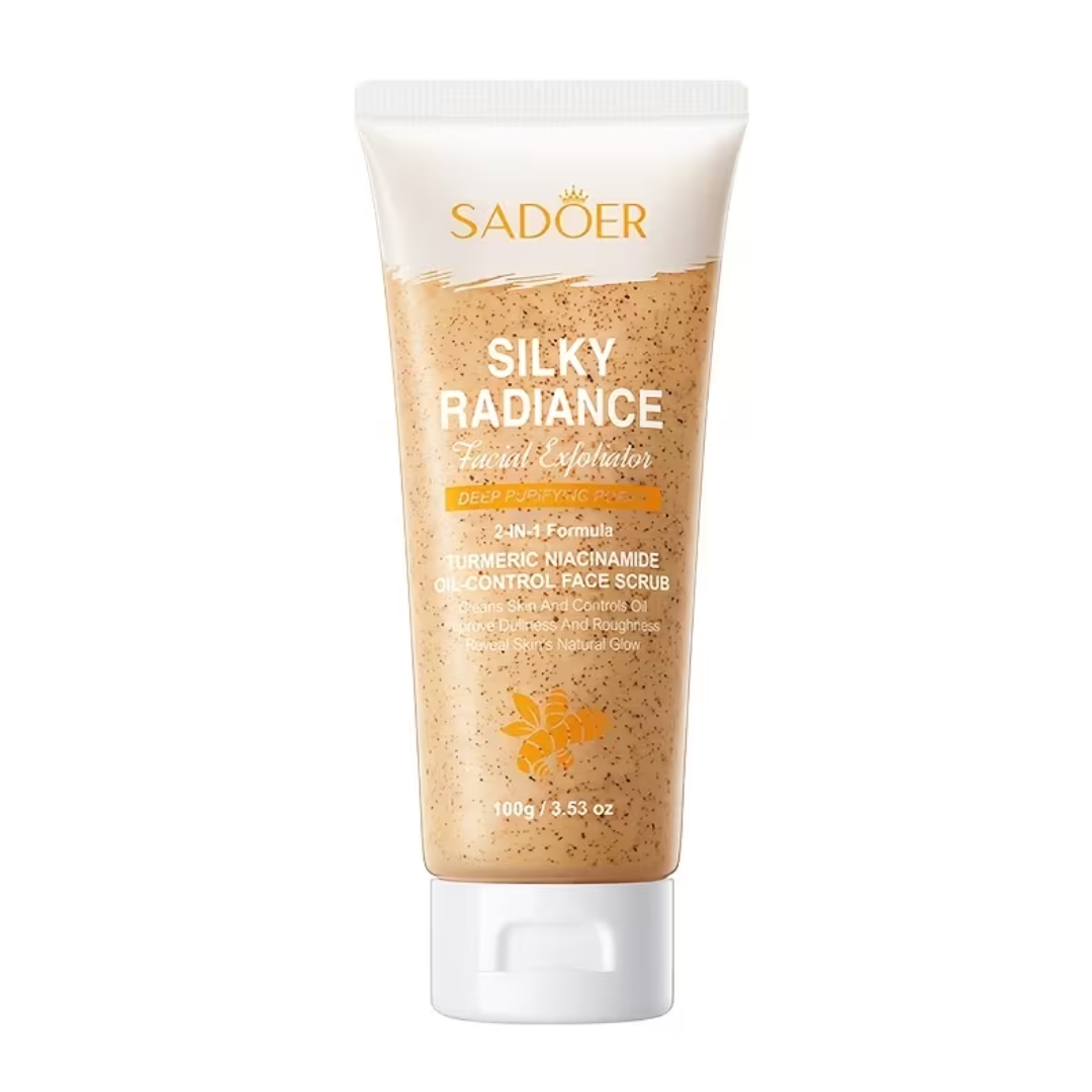 SADOER Silky Radiance Facial Exfoliator – Turmeric & Niacinamide Oil Control Face Scrub (100g)