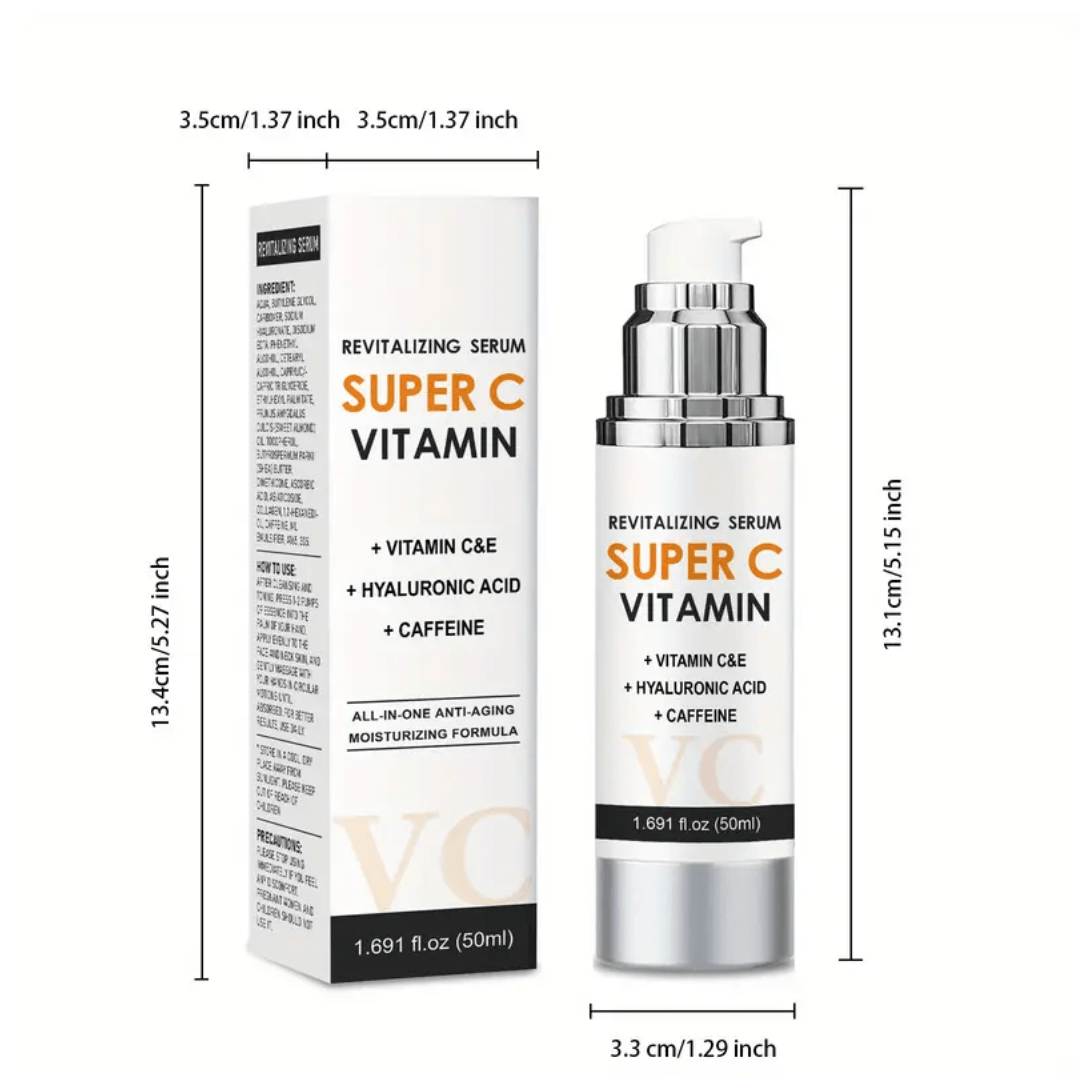 Super C Vitamin Revitalizing Serum – Vitamin C & E + Hyaluronic Acid + Caffeine (50ml) - Ethereal soul Collections