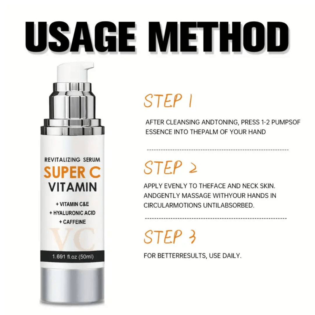 Super C Vitamin Revitalizing Serum – Vitamin C & E + Hyaluronic Acid + Caffeine (50ml) - Ethereal soul Collections